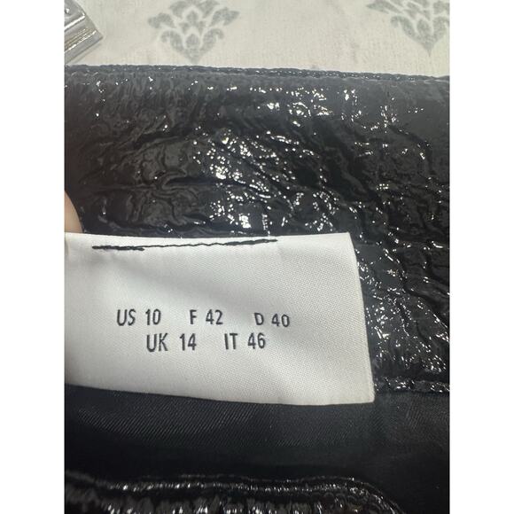 Akris Punto Crocodile Embossed FauxPatent Leather Black Pencil Skirt Size 10 - Picture 6 of 10